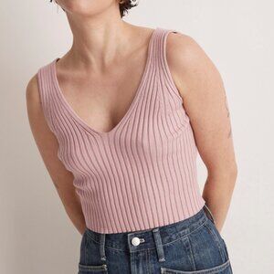 Madewell V-Neck Sweater Tank — Soft Pink — Size Medium